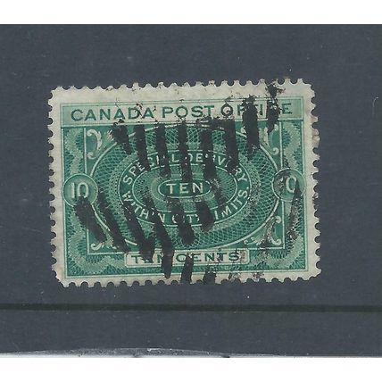 Canada stamps. 1898 etc 10c Special Delivery stamp used. Blue-green ? (K504)
