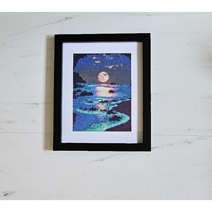 Landscape Picture in Completed Diamond Art with Black Frame Size 24cm by 29cm
