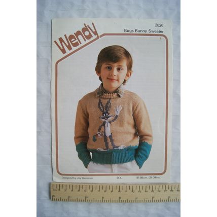Vintage: Wendy 2826 Bugs Bunny sweater, DK, 24-34 inch, 61-86 cm