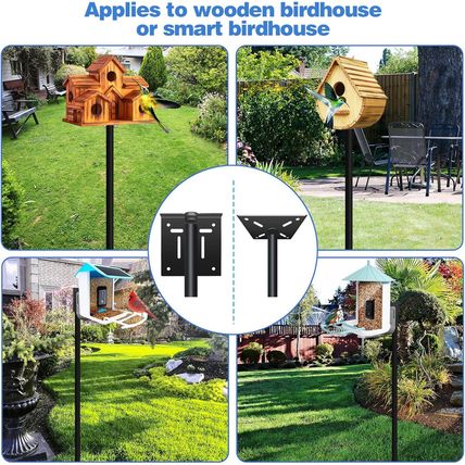 Qwayhome Upgrade 80In Smart Bird Feeder Pole, Outdoor Bluebird House Pole Mount