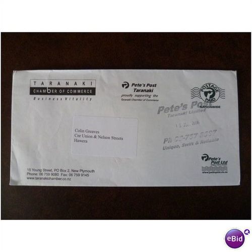 New Zealand 2006 Pete's Post Taranaki cover local post