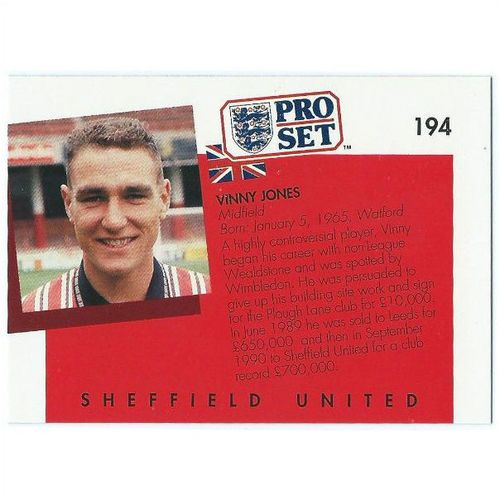 1990/1991 Pro Set Footbal - #194 - Vinny Jones