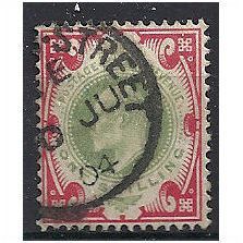 1902 SG257 1/- Dul Green & Carmine Fine Used. .