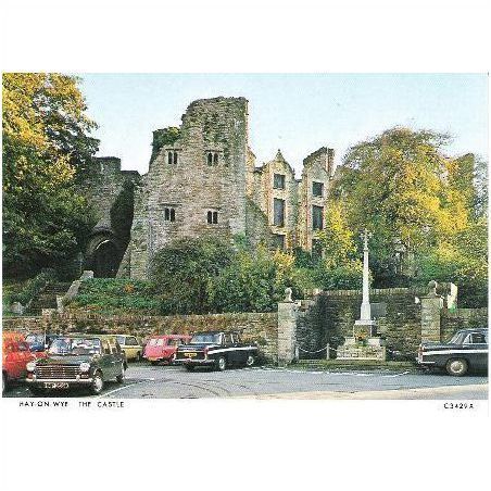 Hay-on-Wye, Powys - The Castle, old cars inc Morris Traveller - Judges postcard