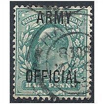 1902 O48 1/2d Blue-Green Army Official Fine Used. ..