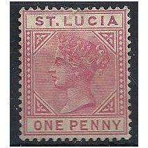St Lucia 1883 SG32 1d Carmine-Rose Mounted Mint . .