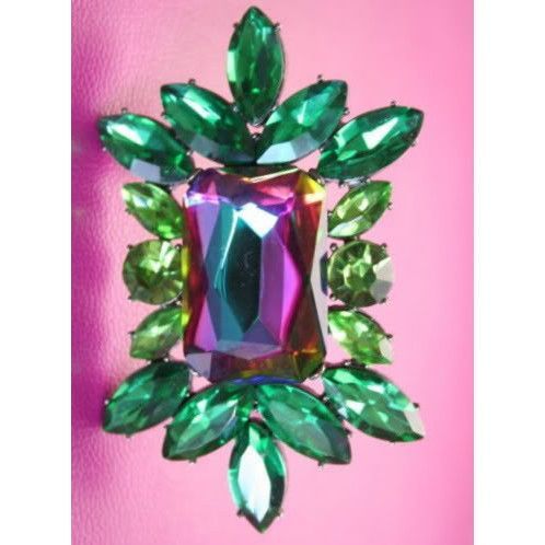 Karen Millen Designer Emerald Blue Pink Coat Brooch Jewellery New With Tag