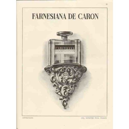 caron corp 1947 farnesiana de parfum imported perfume vintage ad