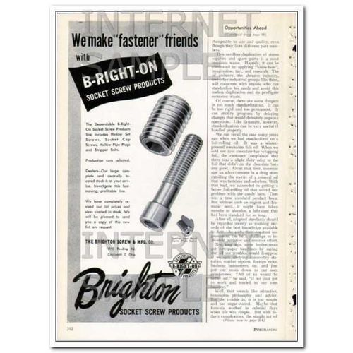BRIGHTON SCREW MFG COMPANY 1948 fastener friends vintage ad