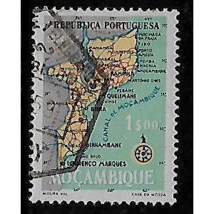 MOZAMBIQUE 1954 MAP MOZAMBIQUE 1E YELLOW SG499 FINE USED#3