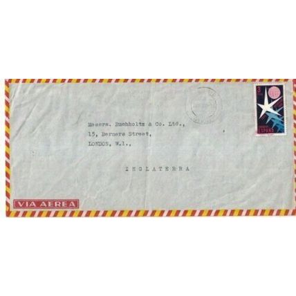 Spain 1958 Madrid to London airmail cover Madrid cancel typed VGC