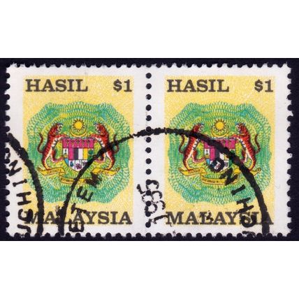 MALAYSIA 1990 HASIL/Revenue $1 USED pair - @E2774
