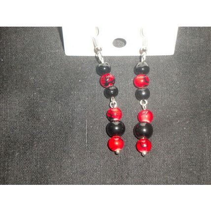 Mixture of red & black glass drop earrings