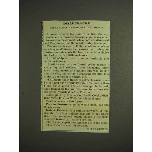 1914 Postum Drink Ad - Disappeared