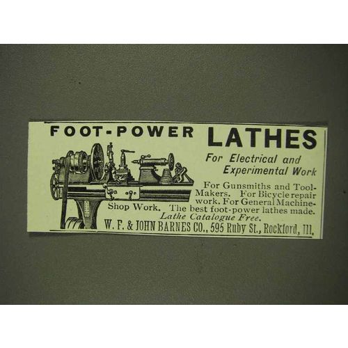 1913 W.F. & John Barnes Lathes Ad - Foot-Power