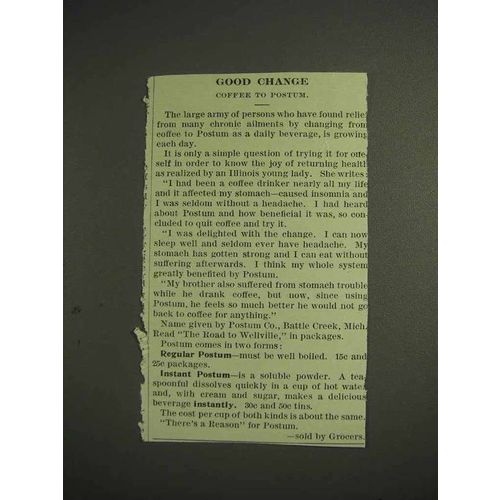 1914 Postum Drink Ad - Good Change