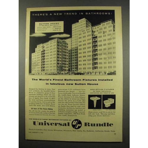 1956 Universal Rundle Bathroom Fixtures Ad - Trend