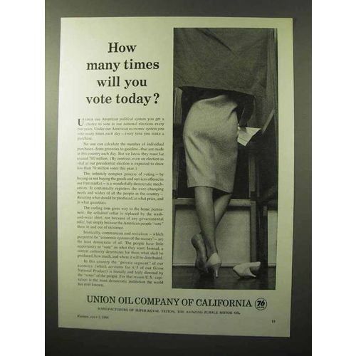 1964 Union Oil Company of California Ad - Vote Today?