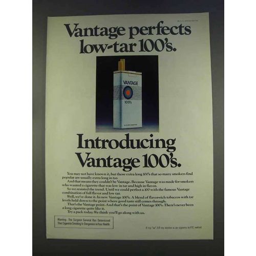 1977 Vantage 100's Cigarettes Ad - Perfects