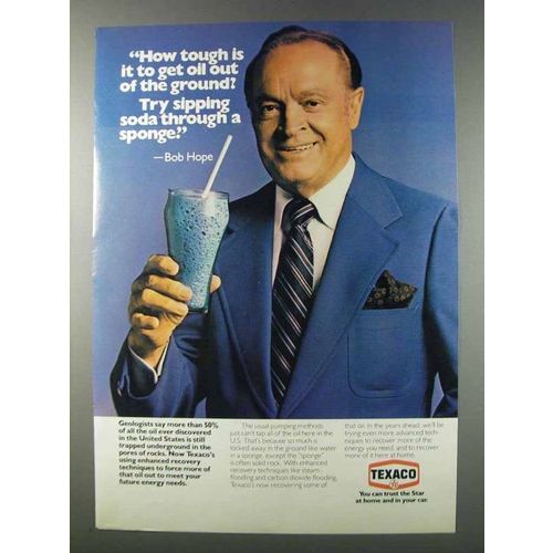 1981 Texaco Oil Ad - Bob Hope - Soda Through a Sponge