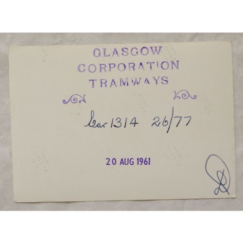 Photo Glasgow Tram no. 1314 in 1961