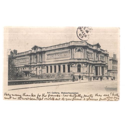 THE ART GALLERY, WOLVERHAMPTON. used antique postcard 1903 postmark #