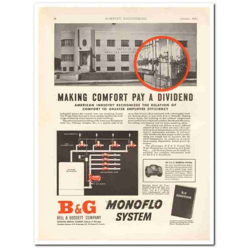 BELL GOSSETT COMPANY 1942 Comfort Pay forced hot water heat vintage ad