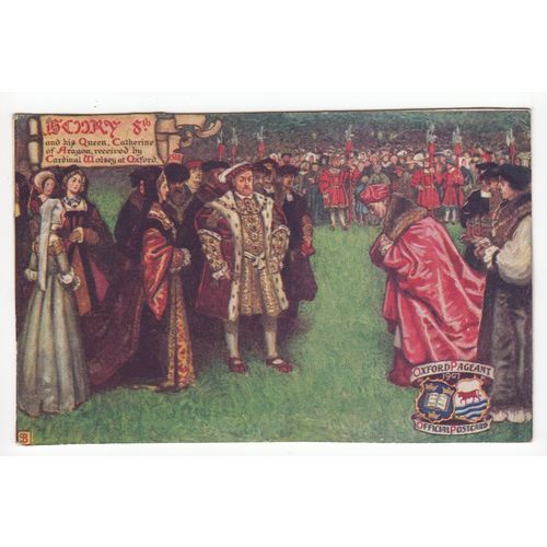 King Henry 8th & Catherine of Aragon Oxford Pageant Oilette Art Postcard