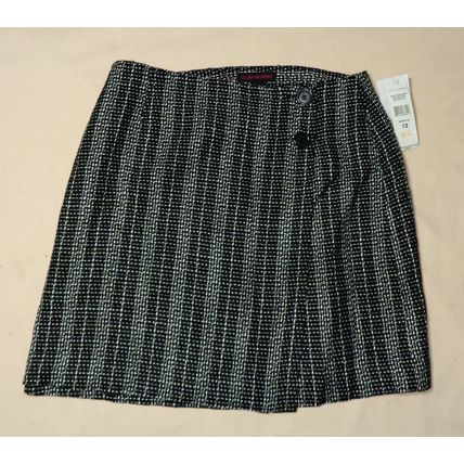 Womens Gloria Vanderbilt Black White Skirt 12 34 Waist NWT Texture