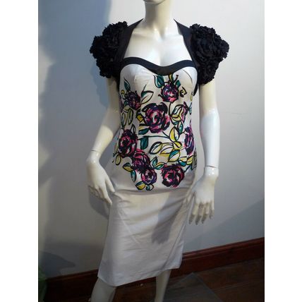 DUSK WHITE EVENING PARTY SPECIAL OCCASION DRESS & BLACK SHRUG UK 8 £450 BNWT
