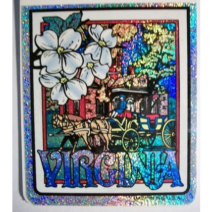 Virginia State Vinyl Reflective Souvenir Decal with Glitter