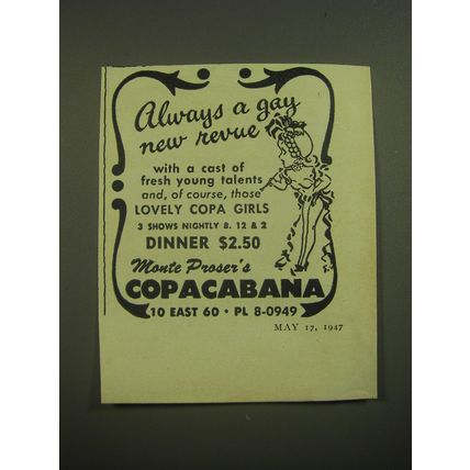 1947 Copacabana Club Ad - Always a gay new revue