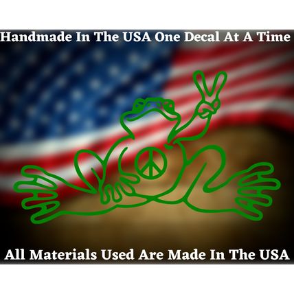 Hippie Peace Frog Vinyl Car Window Decal USA Seller