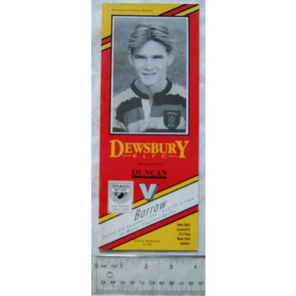 1992 programme Dewsbury v. Barrow, 6/12