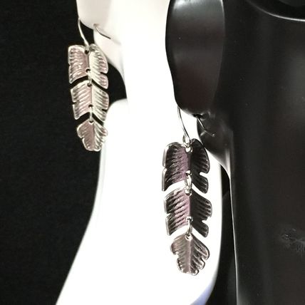 Earrings, Silver Tone Articulated Leaves #406 USA Seller