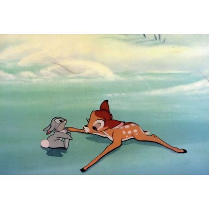 Bambi Playing With Thumper Rabbit Film Frame Movie Postcard