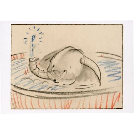 Dumbo Takes A Bath Original Storyboard Painting Film Movie Postcard
