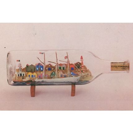 Portugal Ship & Lighthouse In A Bottle Postcard