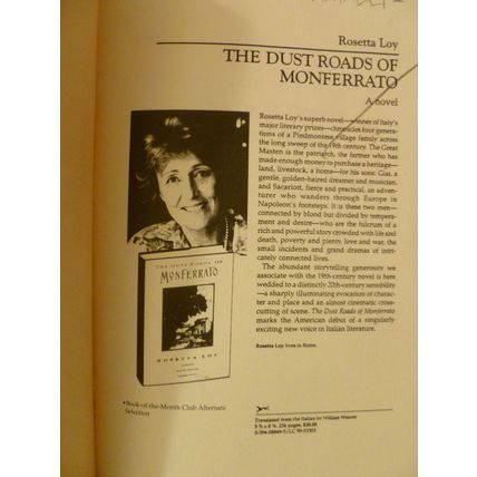 UNCORRECTED PROOF THE DUST ROADS OF MONFERRATO a novel by ROSETTA LOY