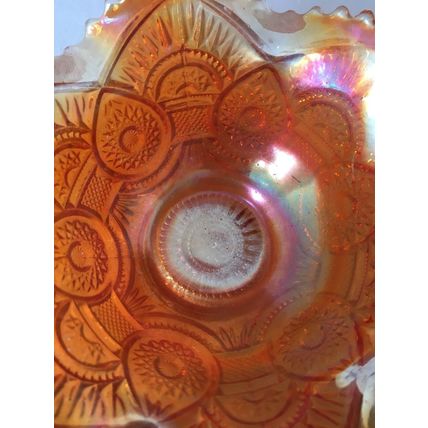 Small Iridescent Marigold Carnival Glass Bowl