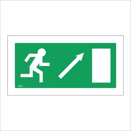 FS021 EMERGENCY EXIT RIGHT ARROW SIGN AHEAD UP DIRECTION RUNNING MAN ESCAPE