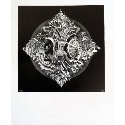 ESCHER print TETRA PLANETOID litho Vintage Escher Poster optic wall art large