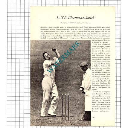 L O'B Fleetwood-Smith Cricketer / Nawab of Pataudi Cricket - 1952 Book Print