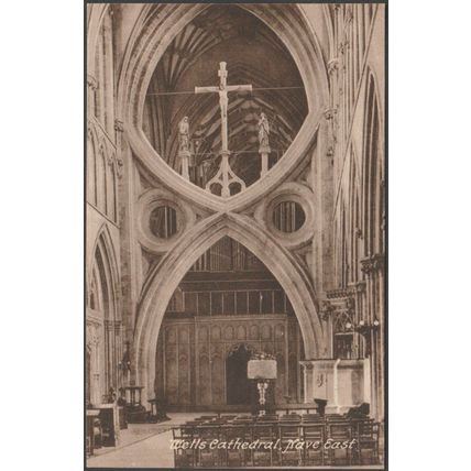 Nave East, Wells Cathedral, Somerset, c.1910s - Phillips Postcard