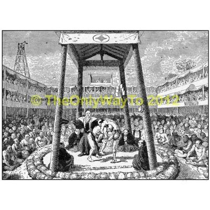 Wrestling Circus, FROM PICTURESQUE JAPAN, 1910 MODERN REPRODUCTION