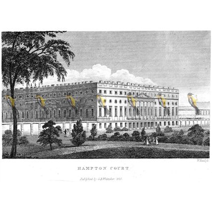 Hampton Court, Surrey, England, 1825, MODERN REPRODUCTION