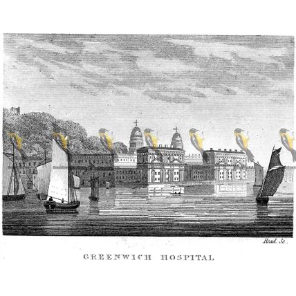 Greenwich Hospital, Kent, England, 1825, MODERN REPRODUCTION