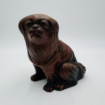 Antique Bizen ware Pottery Okimono Sculpture Chin-Inu Dog Figurine Japanese