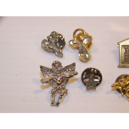 MIXED LOT OF HAT PINS - ANGELS CHERUBS CROSS STAR CHRISTIAN RELIGIOUS