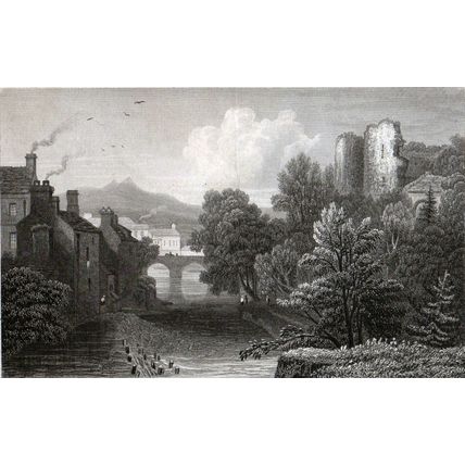 BRECON, BRECKNOCKSHIRE 1835 Henry Gastineau ANTIQUE ENGRAVING
